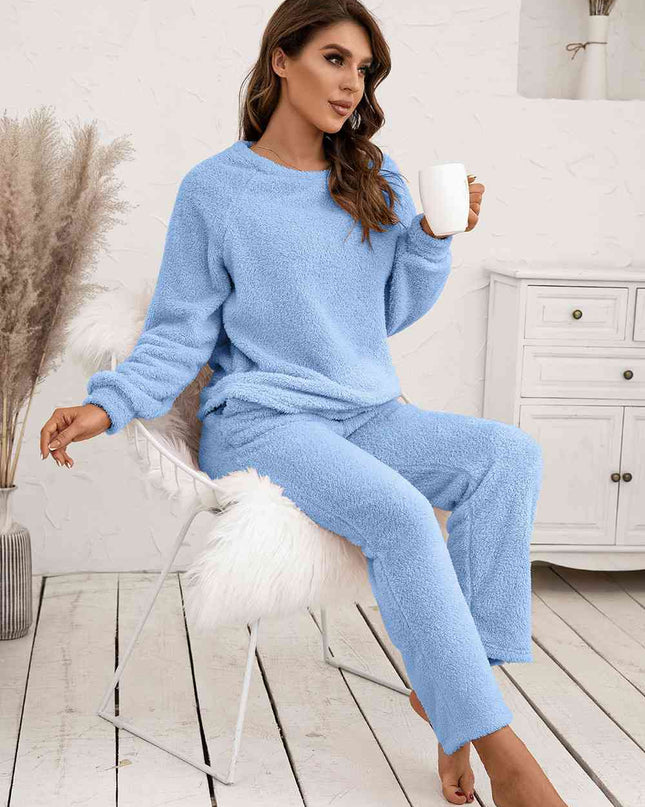 Teddy Long Sleeve Top and Pants Lounge Set