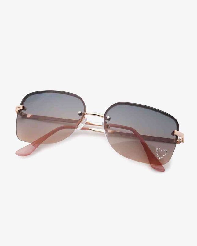 Rhinestone Heart Metal Frame Sunglasses