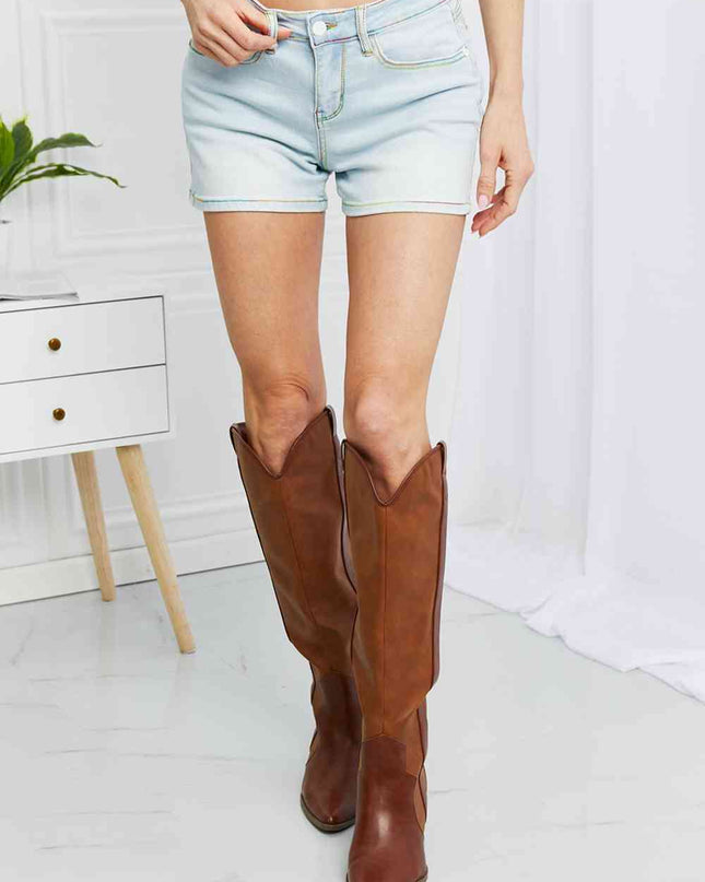 Judy Blue Full Size Contrast Stitching Denim Shorts with Pockets