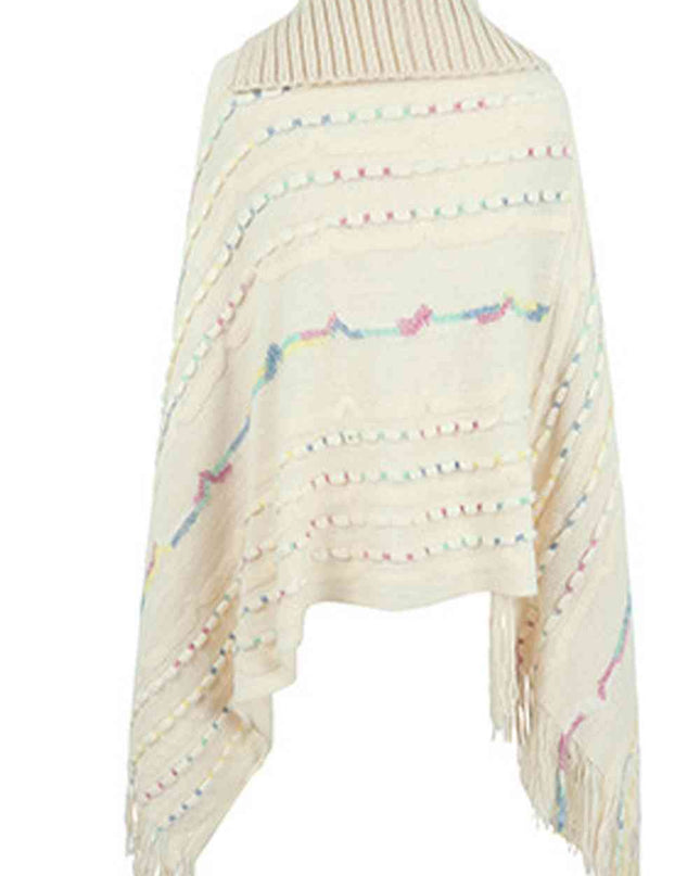 Cloak Sleeve Fringe Detail Poncho