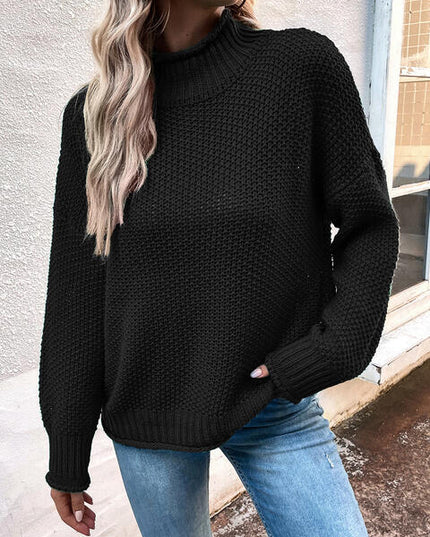 Roll Hem Drop Shoulder Sweater