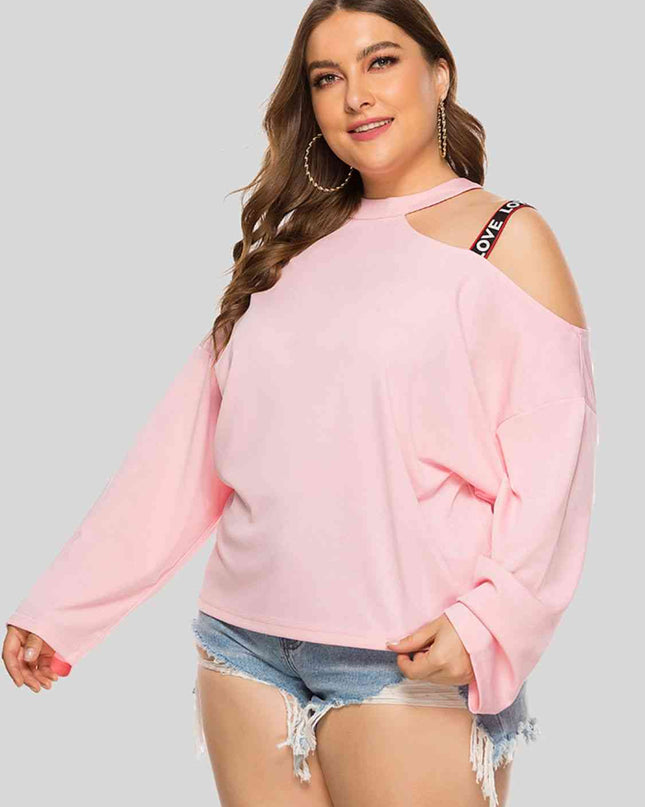 Plus Size Cold-Shoulder Round Neck Blouse