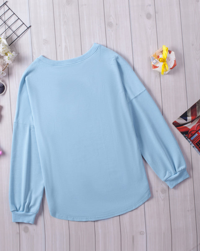 Button Detail Curved Hem Top