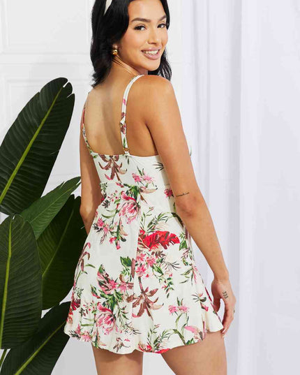 Marina West Swim Full Size Sail With Me V-Neck Swim Dress in Cream