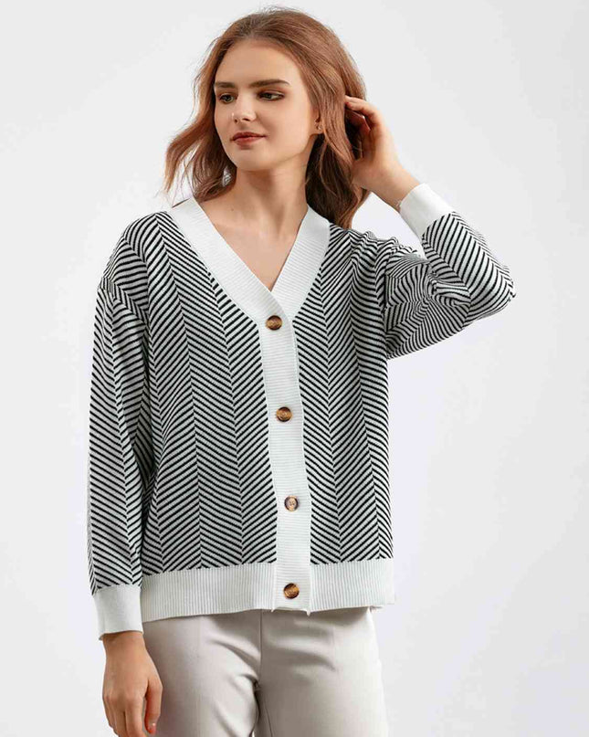Button Down V-Neck Cardigan