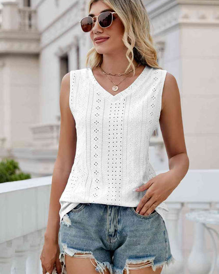 Eyelet V-Neck Tank