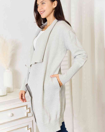 Double Take Open Front Duster Cardigan with Pockets