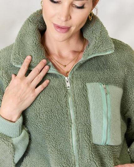Heimish Full Size Zip Up Collared Neck Jacket
