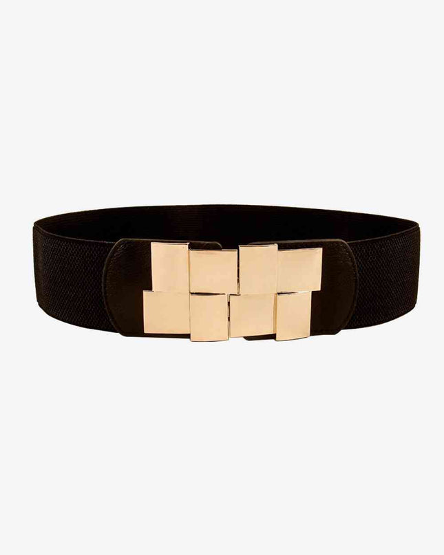 Geometric Buckle Elastic Wide Belt