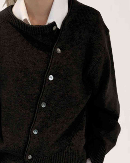 Dropped Shoulder Buttoned Cardigan