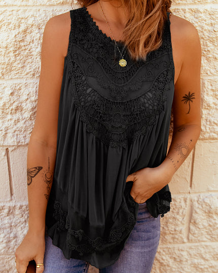 Lace Detail Button Back Sleeveless Top