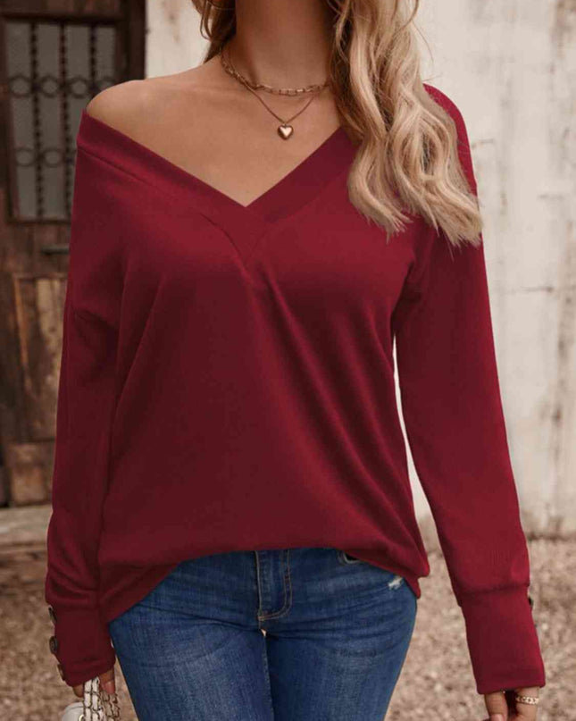 V-Neck Long Sleeve Top