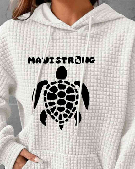 Full Size Turtle Graphic Drawstring Hoodie
