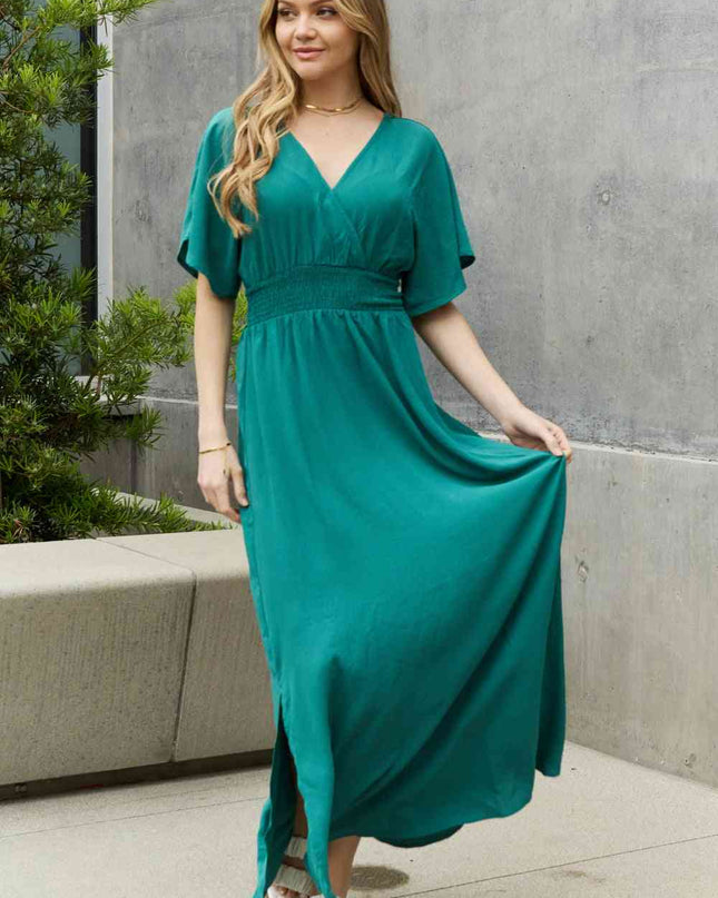 ODDI Full Size Woven Wrap Maxi Dress