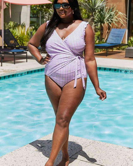 Marina West Swim Full Size Float On Ruffle Faux Wrap One-Piece in Carnation Pink