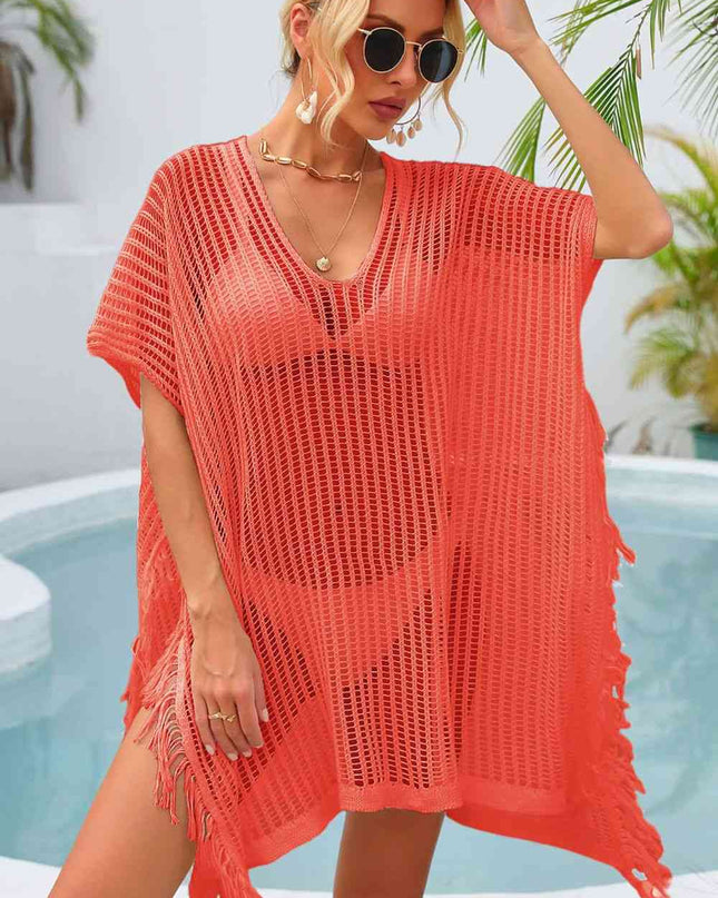 Fringe Trim Openwork Cover Up