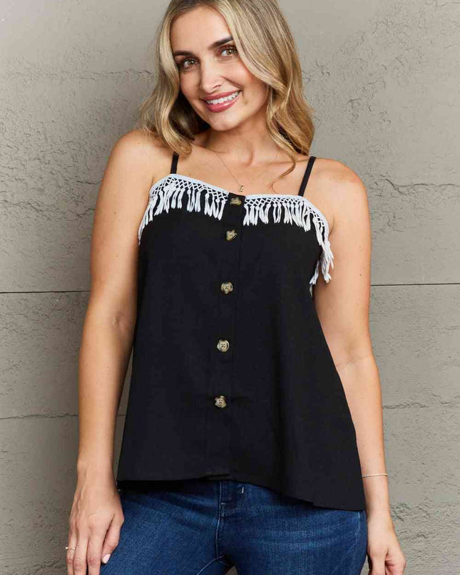 Ninexis It's About Time Lace Detail Loose Cami Top