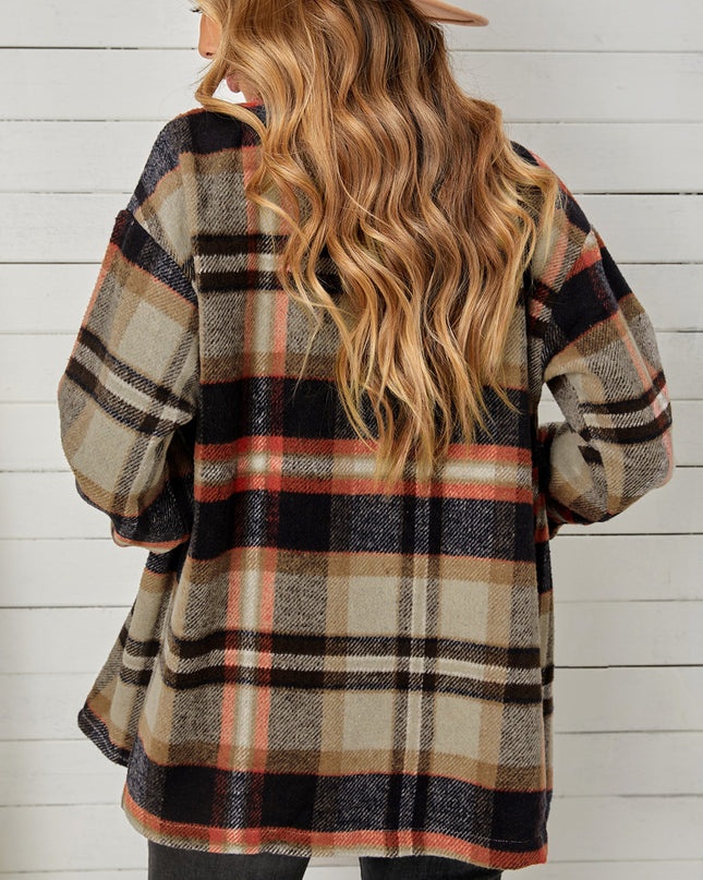 Plaid Pocketed Button Down Shacket