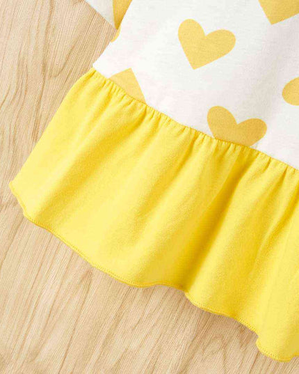 Heart Print Ruffle Hem Dress