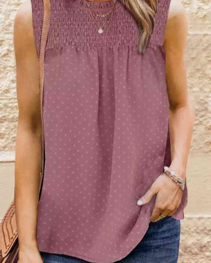 Smocked Tie Back Frill Trim Tank
