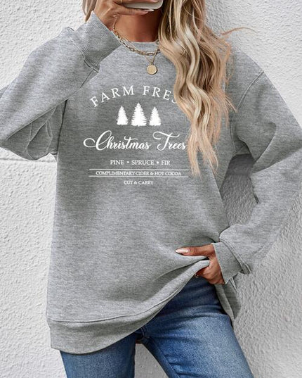 Graphic Round Neck Dropped Shoulder Sweatshirt