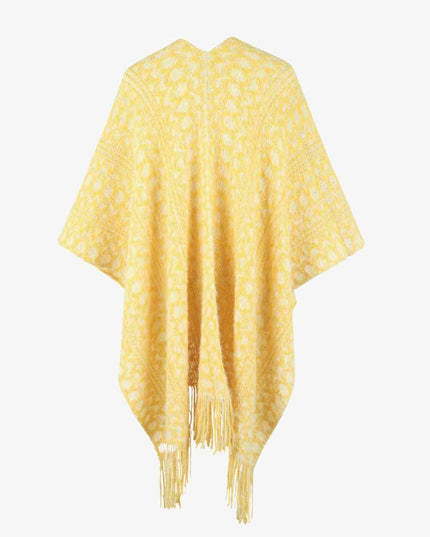 Open Front Fringe Hem Poncho