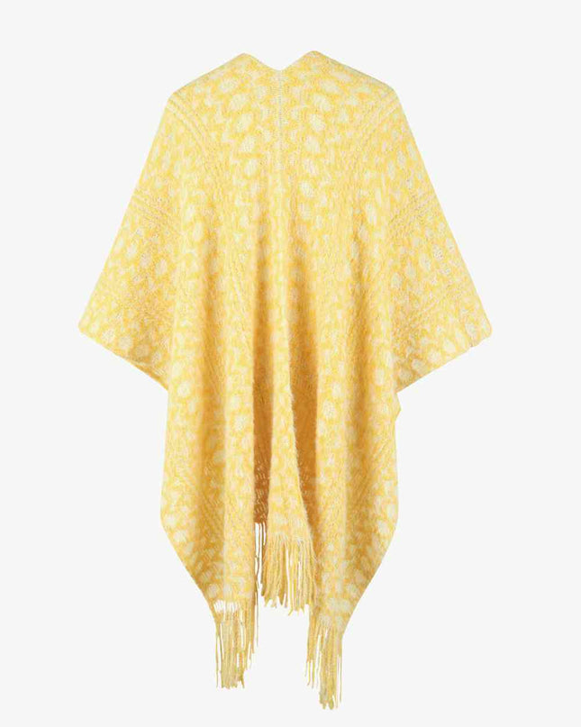 Open Front Fringe Hem Poncho