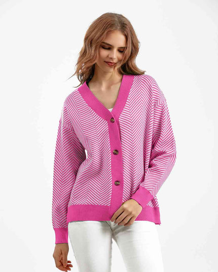 Button Down V-Neck Cardigan