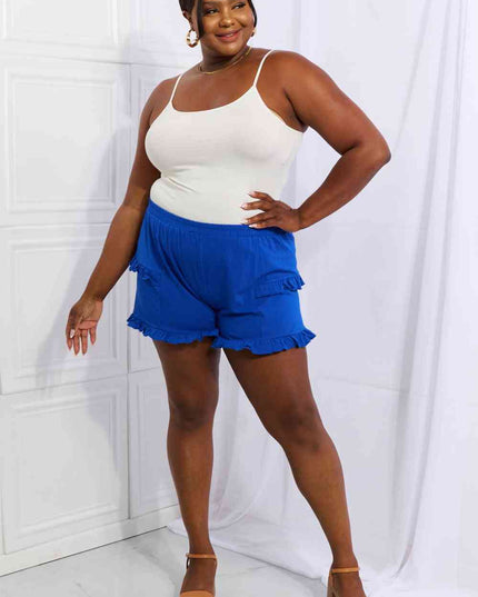 Culture Code Relaxed Aura Full Size Ruffle Trim Shorts in Royal