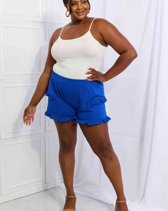 Culture Code Relaxed Aura Full Size Ruffle Trim Shorts in Royal