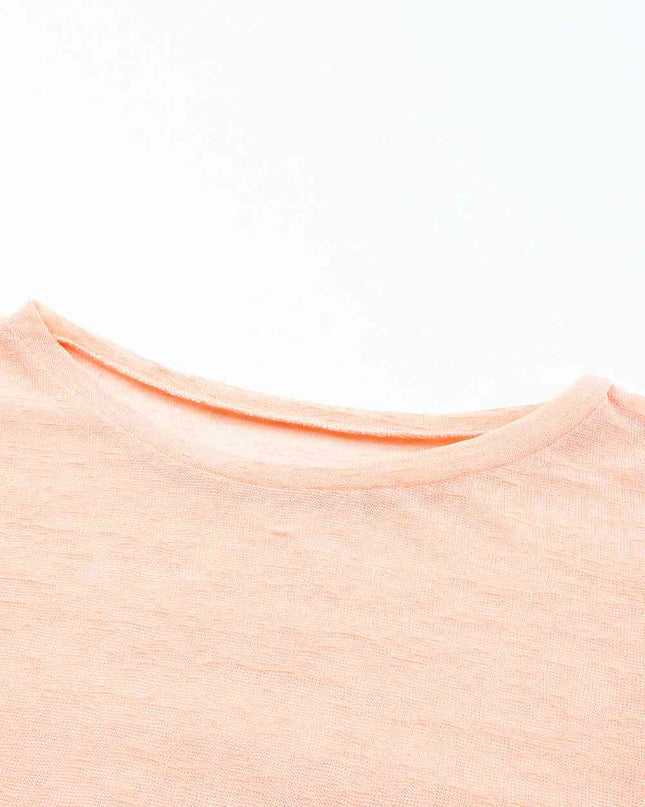 Round Neck Short Sleeve Sheer Cover-Up