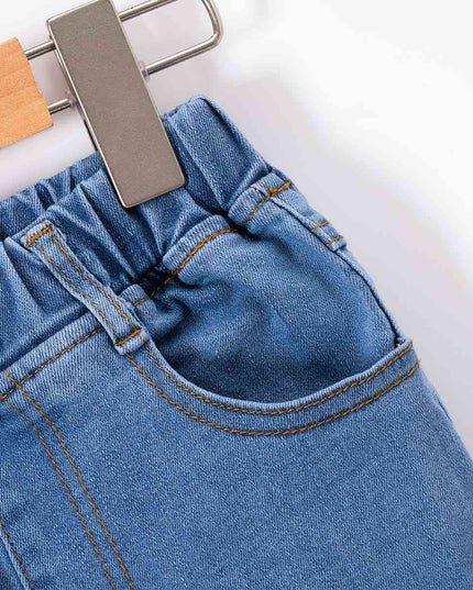 Kids Hem Detail Elastic Waist Jeans