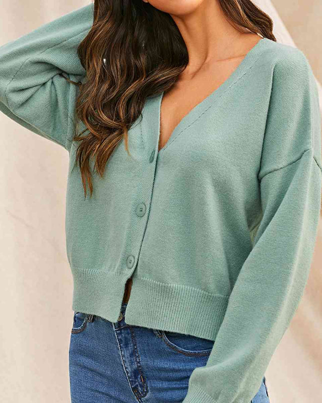 V-Neck Button Up Long Sleeve Cardigan