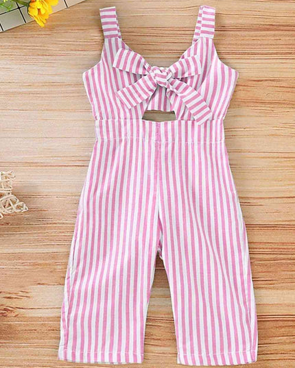 Kids Striped Cutout Sleeveless Jumpsuit
