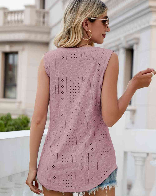Eyelet V-Neck Tank