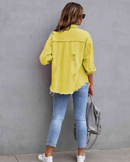 Distressed Drop Shoulder Denim Jacket