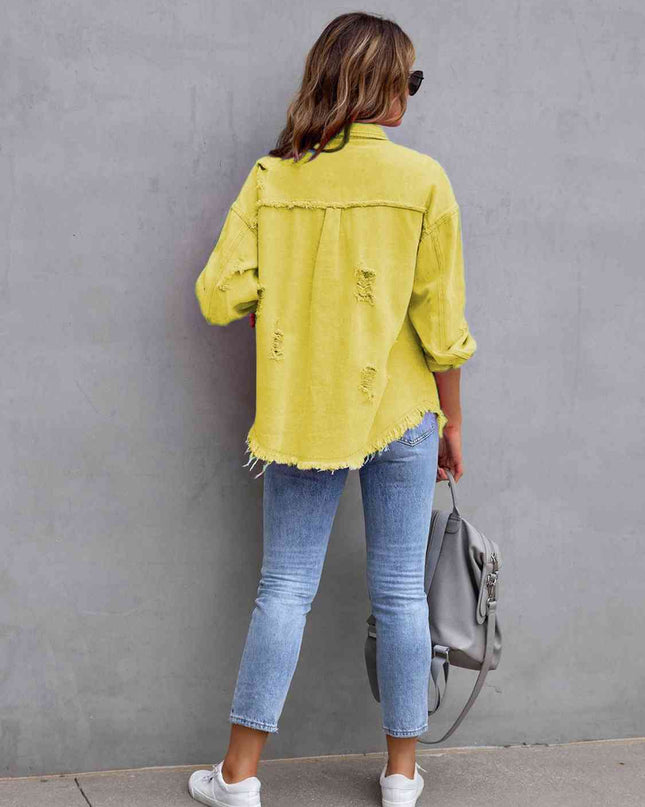 Distressed Drop Shoulder Denim Jacket