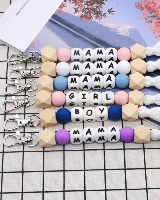 Assorted 2-Pack Mama Beaded Tassel Keychain