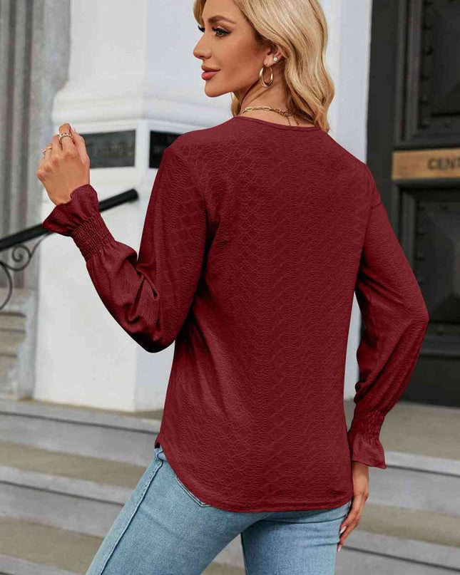 V-Neck Flounce Sleeve Blouse