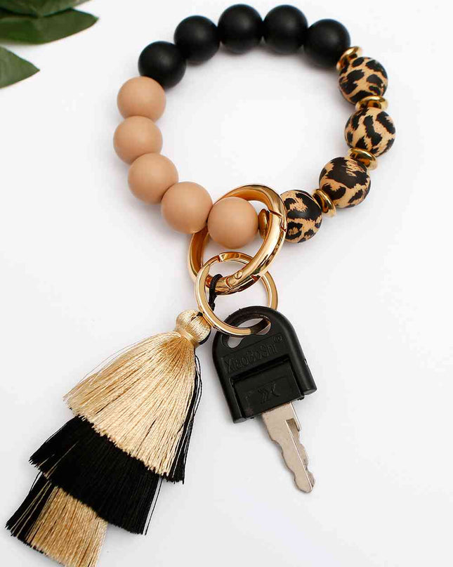 Beaded Keychain with Layered Tassel