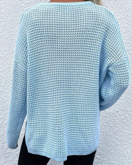 Notched Long Sleeve Sweater