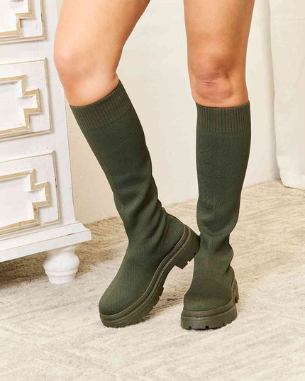 WILD DIVA Footwear Knee High Platform Sock Boots