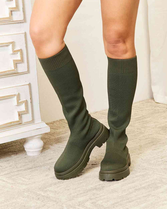 WILD DIVA Footwear Knee High Platform Sock Boots
