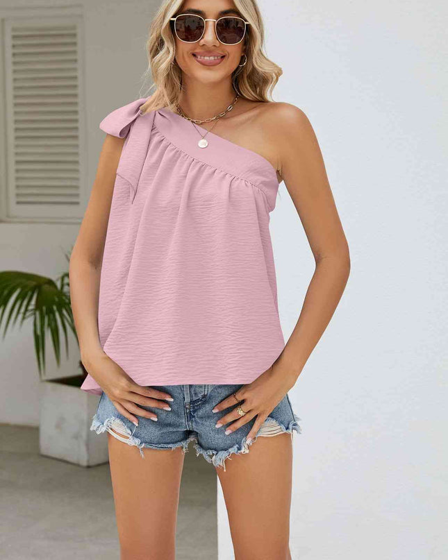 Tied One-Shoulder Sleeveless Top