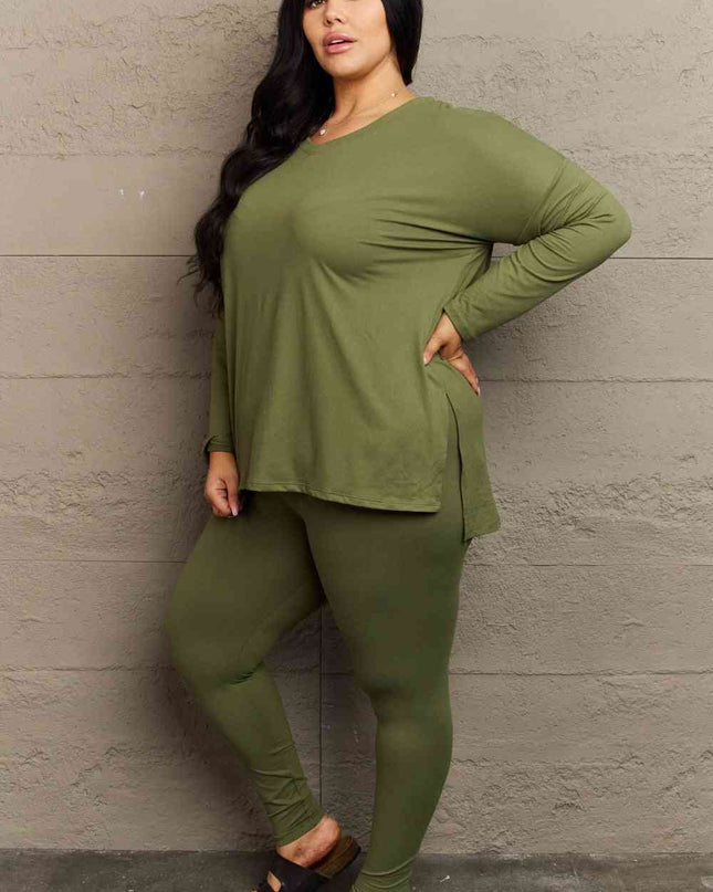 Zenana Lazy Days Full Size Long Sleeve and Leggings Set