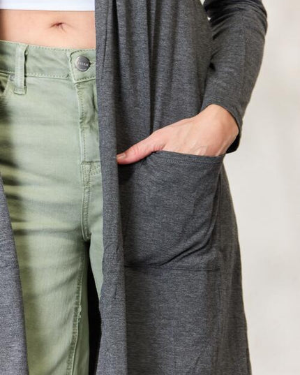 Celeste Full Size Open Front Cardigan with Pockets