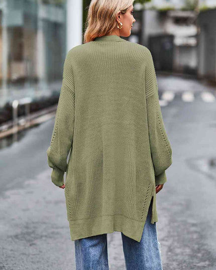 Open Front Dropped Shoulder Longline Cardigan