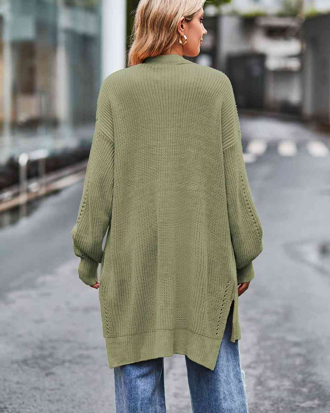 Open Front Dropped Shoulder Longline Cardigan
