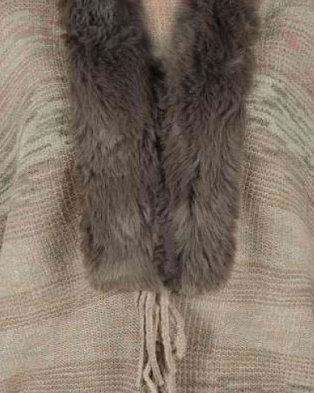 Open Front Fringe Hem Poncho