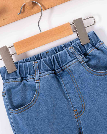 Kids Hem Detail Elastic Waist Jeans